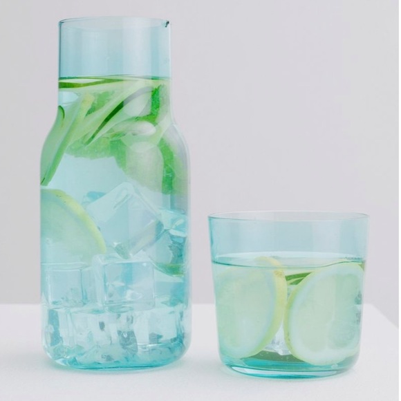 Jonathan Adler Bedside Carafe Turquoise Blue Water Pitcher Hostess Gift NWT Aqua - Picture 2 of 6